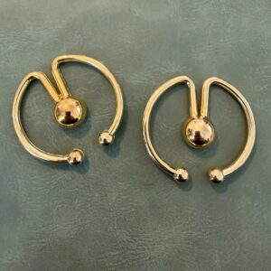 Метални халки Е-2316 Gold 4 см – Тип катарама, Отворен модел с топчета